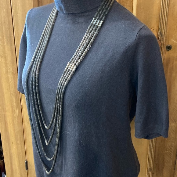 Artisan multi-strand silver-tone metal necklace. - Picture 2 of 10